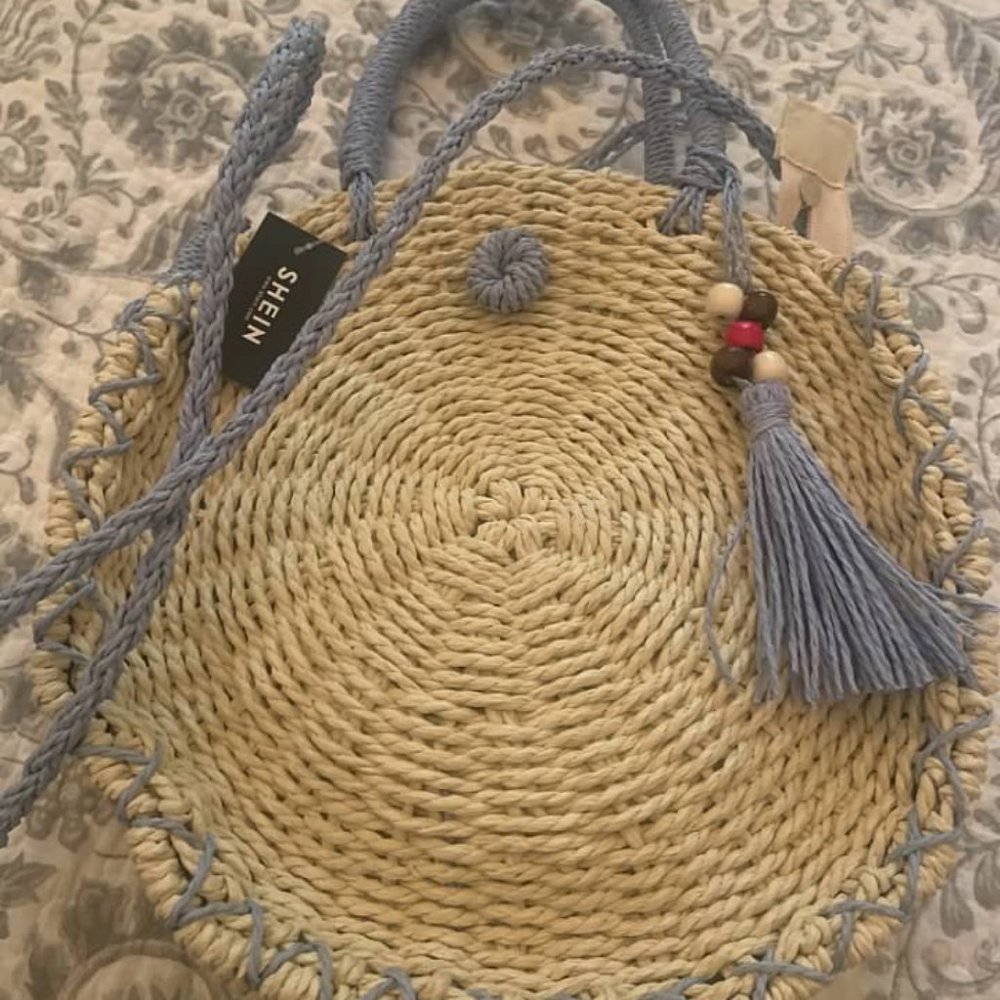 Straw Crossbody Tassel Decor Woven Satchel Bag